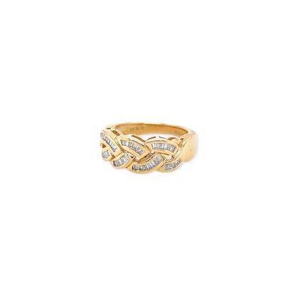 Gold Diamond Braided Ring