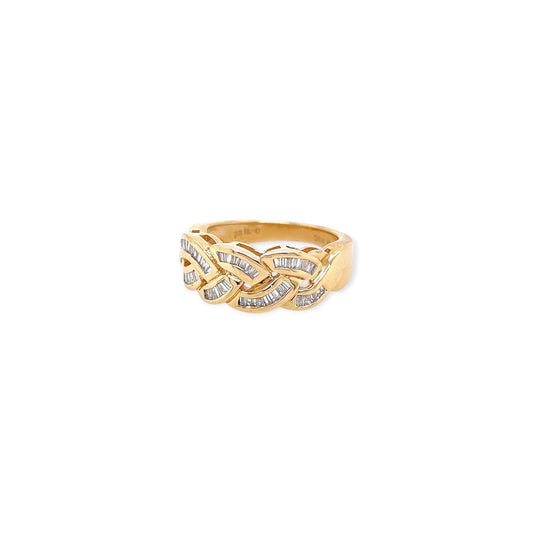 Gold Diamond Braided Ring