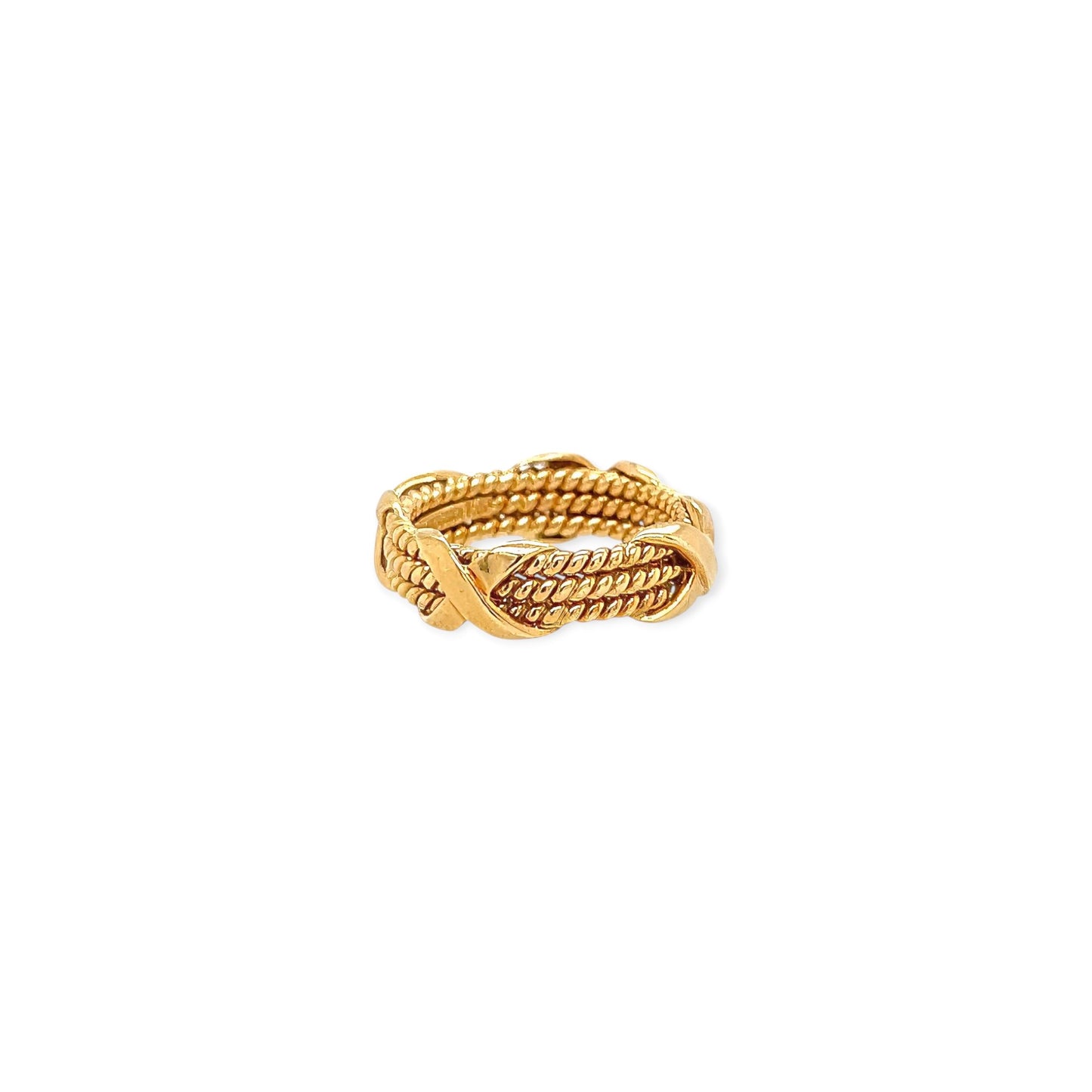 Tiffany Schlumberger Rope Three Row X Gold Ring