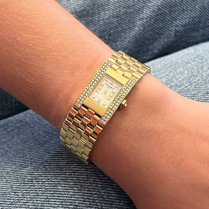 Chaumet Rectangular Gold Mother of Pearl Diamond Watch