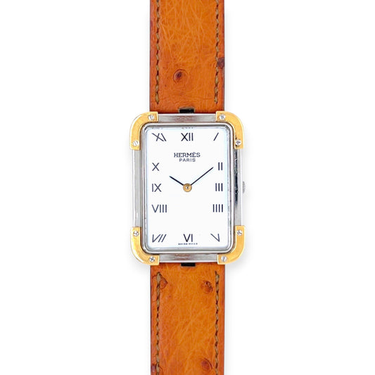 Hermes Croisiere Stainless Steel Ostrich Leather Watch