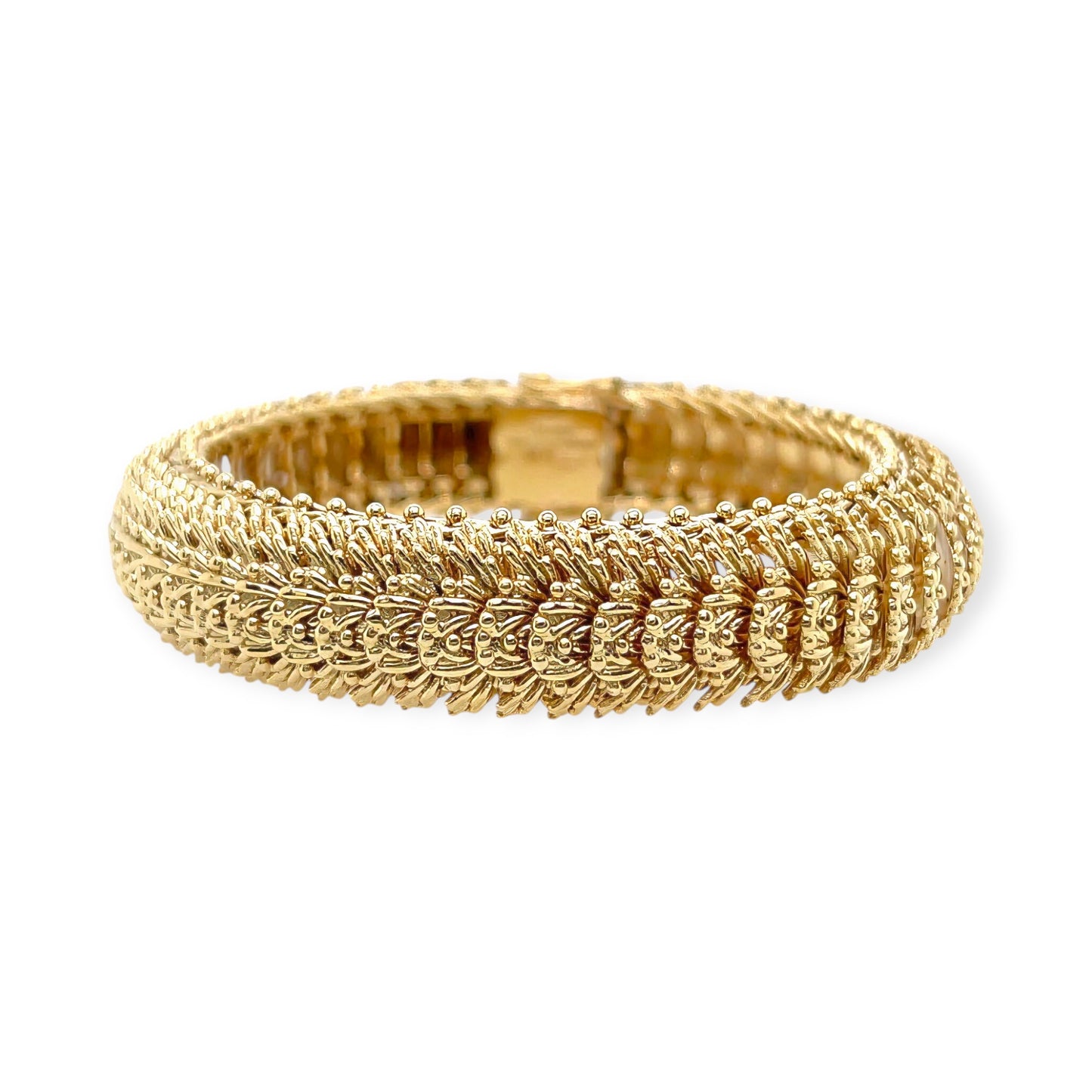 Gold Scalloped Bombe Link Bracelet