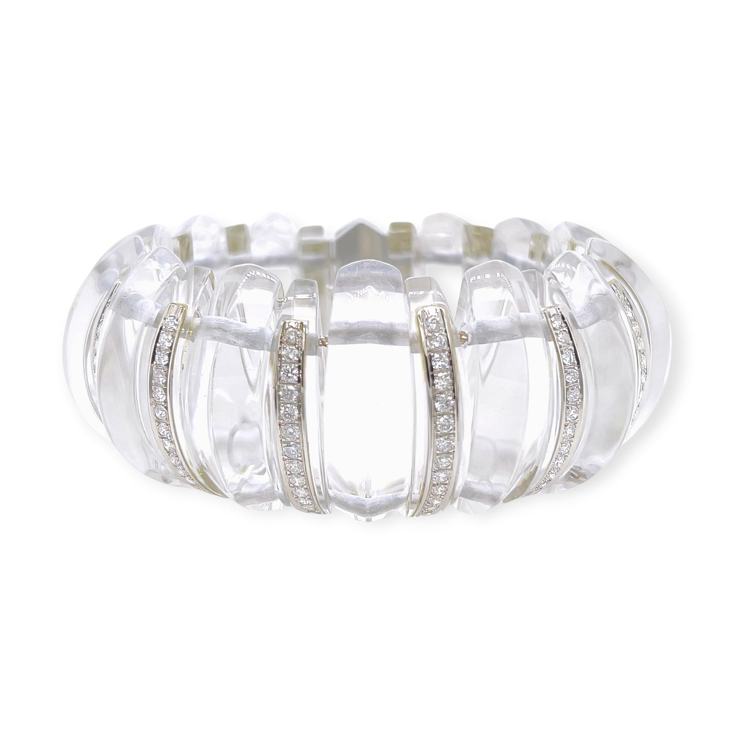 Demner White Gold Rock Crystal Diamond Arc Bracelet