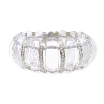 Demner White Gold Rock Crystal Diamond Arc Bracelet