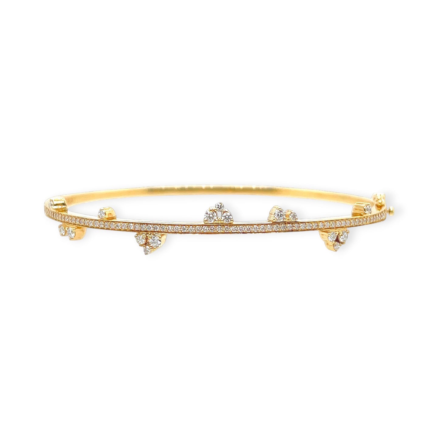 Hueb Gold Diamond Hinged Bangle Bracelet