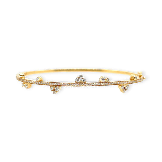 Hueb Gold Diamond Hinged Bangle Bracelet