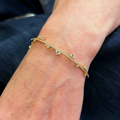 Hueb Gold Diamond Hinged Bangle Bracelet