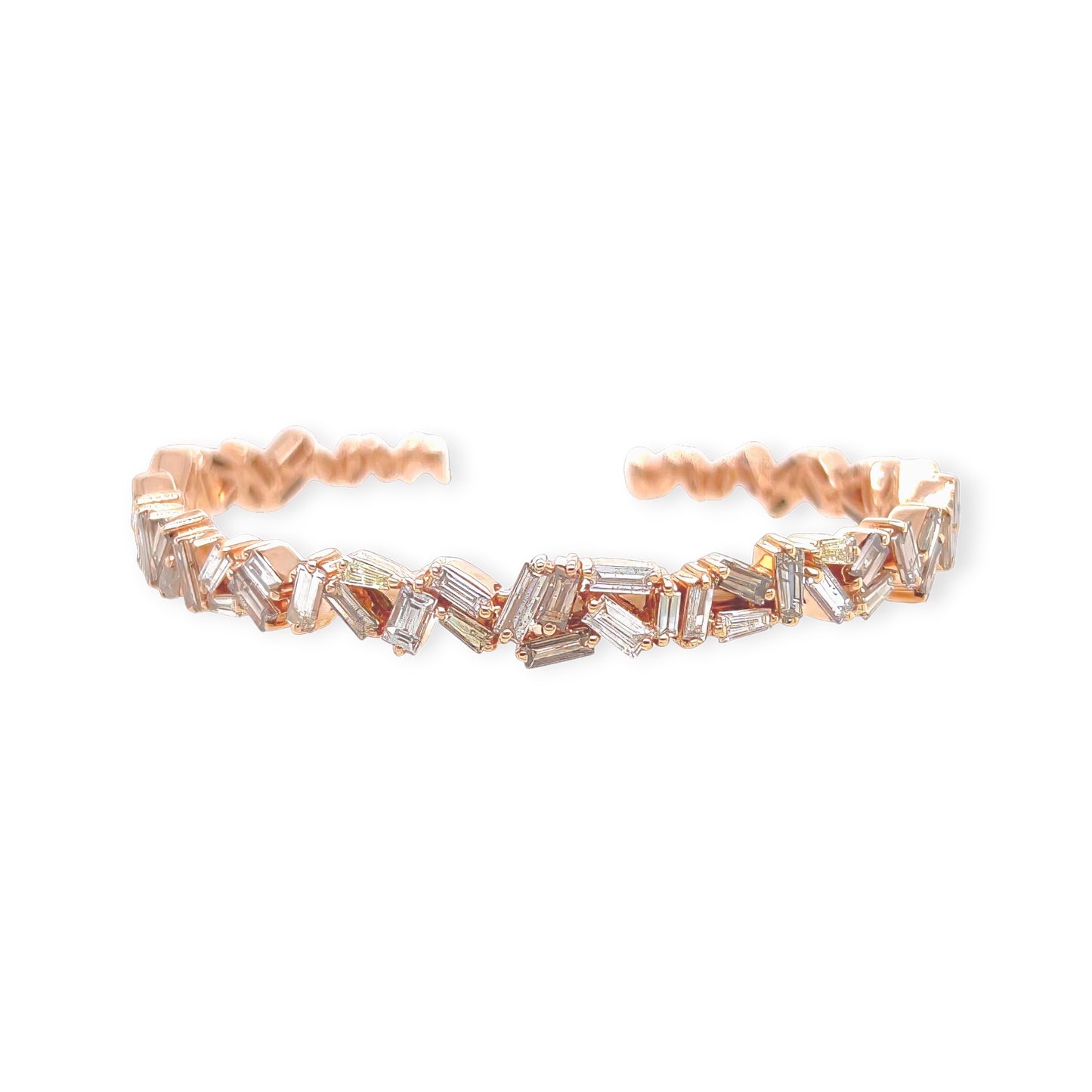 Rose Gold Light Brown Diamond Cuff Bracelet