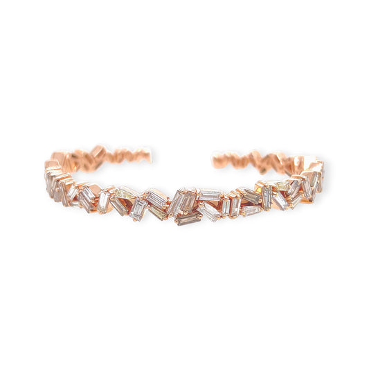 Rose Gold Light Brown Diamond Cuff Bracelet