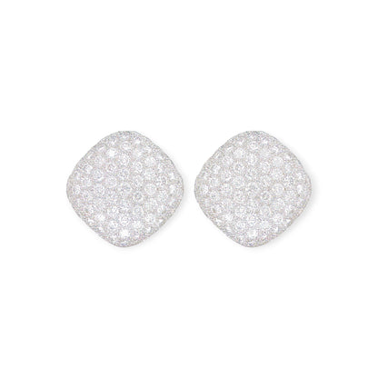 Valentin Magro Platinum Diamond Puffed Square Earrings