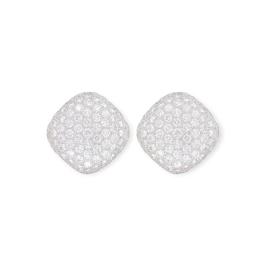 Valentin Magro Platinum Diamond Puffed Square Earrings