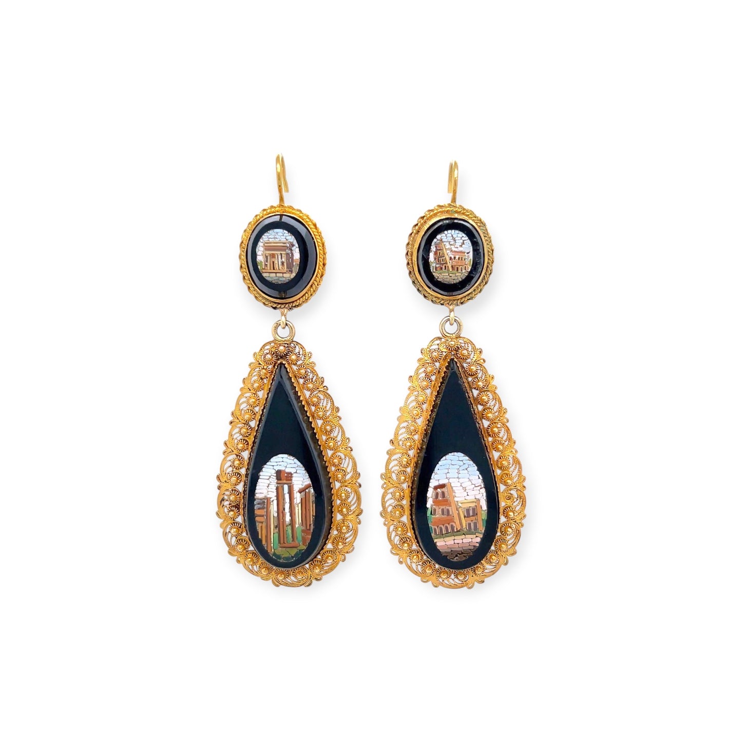 1870 Antique Micromosaic Drop Earrings