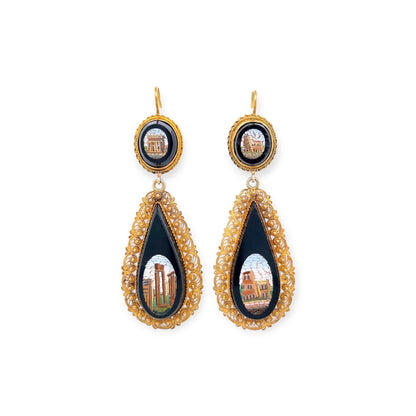1870 Antique Micromosaic Drop Earrings