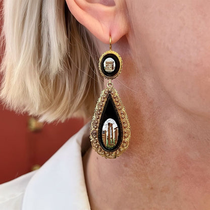 1870 Antique Micromosaic Drop Earrings