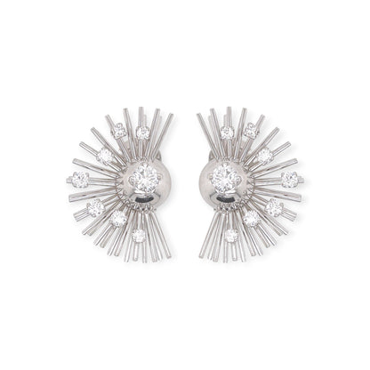 Marianne Ostier White Gold Diamond Spoked Fan Earrings
