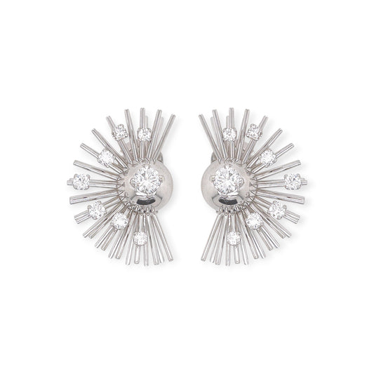 Marianne Ostier White Gold Diamond Spoked Fan Earrings