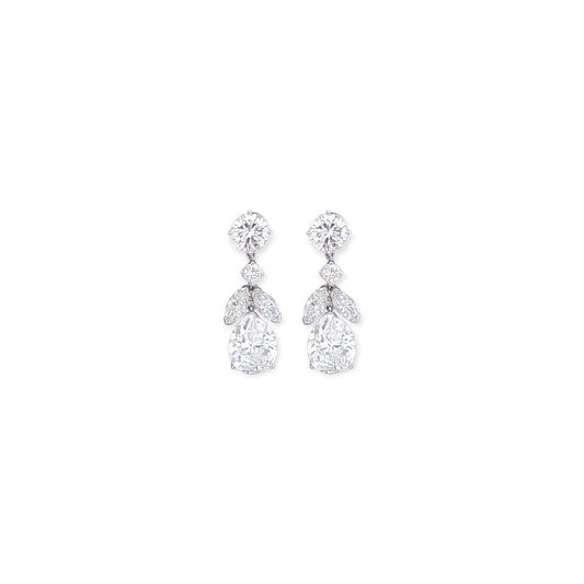 1957 Harry Winston Platinum Diamond Tiered Earrings 5.46 Carats