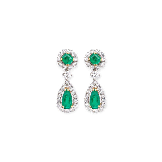 Emerald Diamond Pendant Earrings