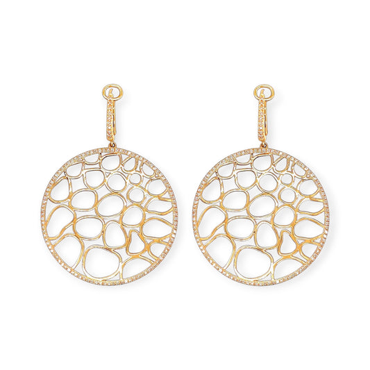 Gold Diamond Hoop Drop Earrings