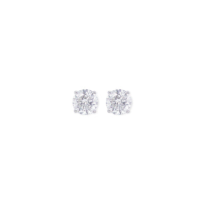 White Gold Round Diamond Stud Earrings 4.01 Carats