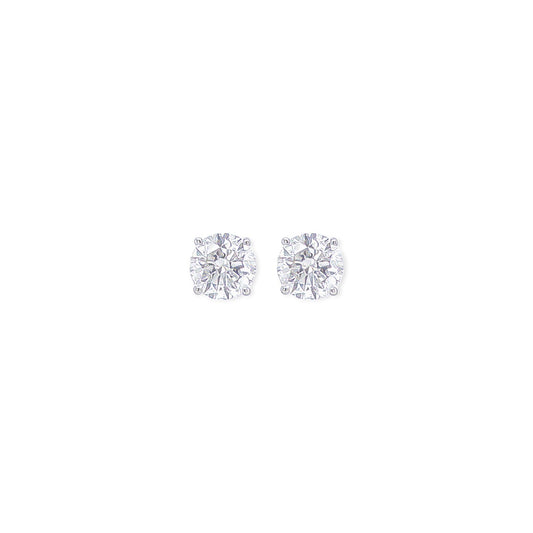 White Gold Round Diamond Stud Earrings 4.01 Carats