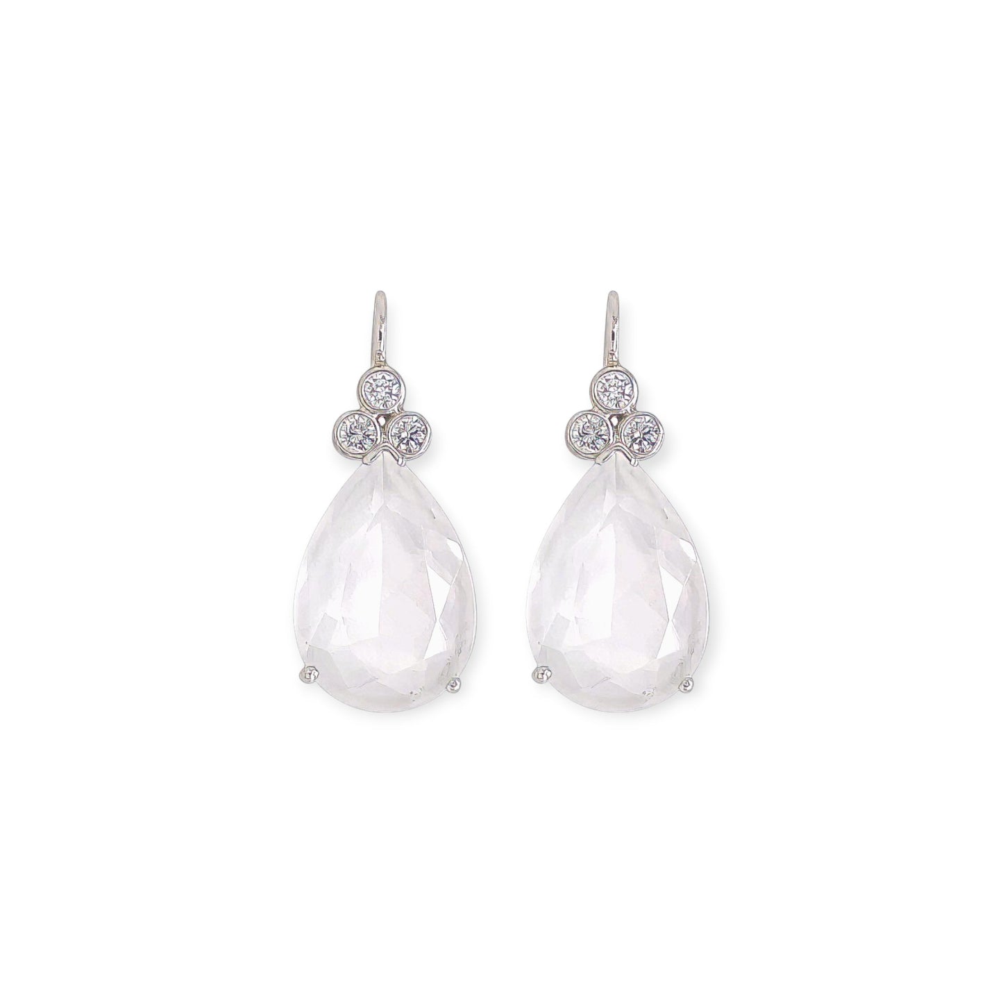 White Gold White Topaz Diamond Drop Earrings