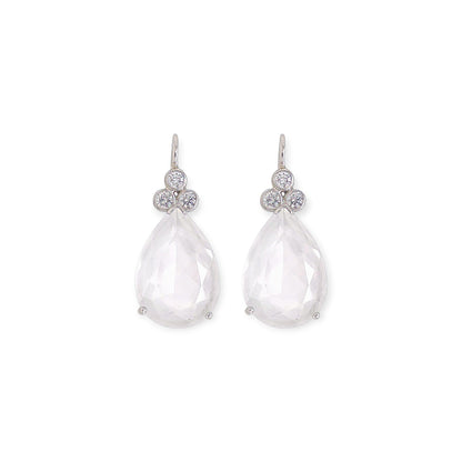 White Gold White Topaz Diamond Drop Earrings