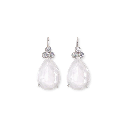 White Gold White Topaz Diamond Drop Earrings