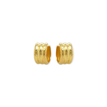 Elizabeth Locke Gold Hammered Huggie Earrings