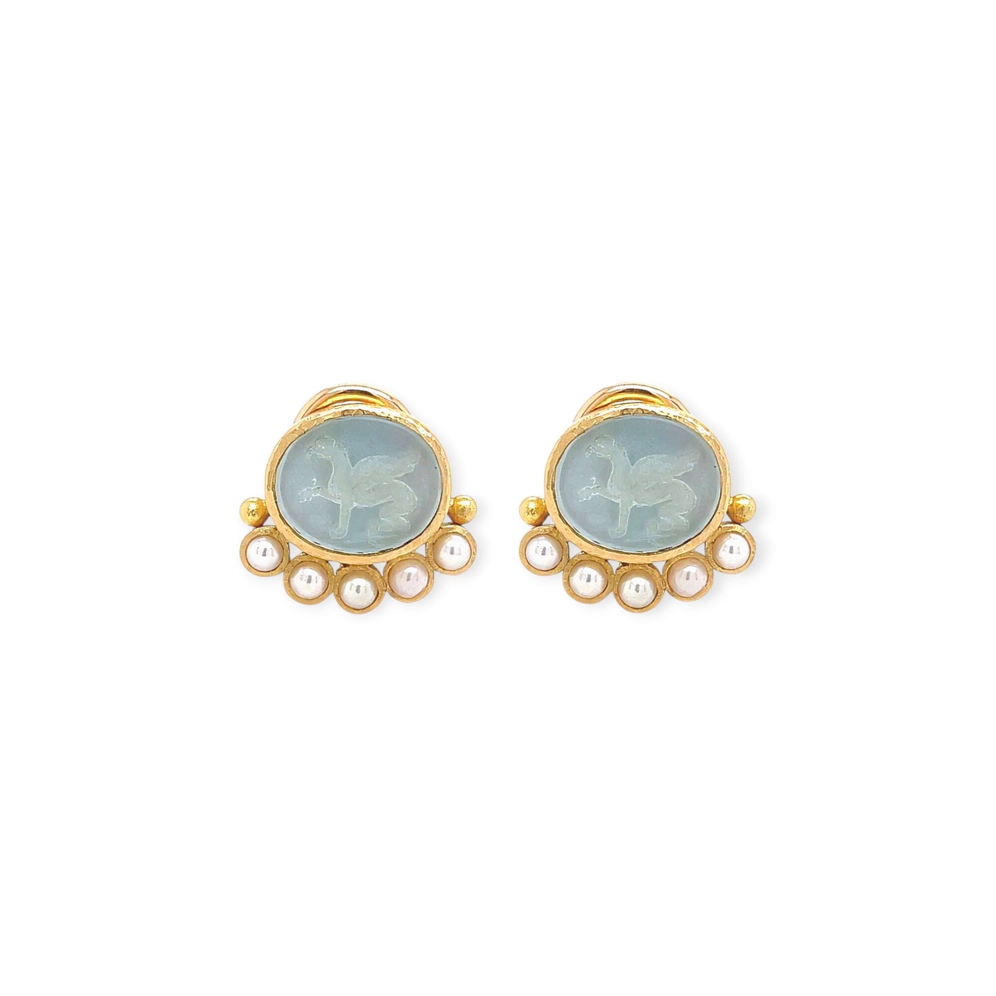 Elizabeth Locke Gold Venetian Glass Pearl Earrings