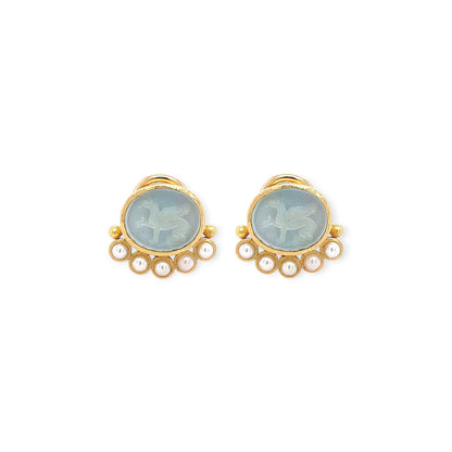 Elizabeth Locke Gold Venetian Glass Pearl Earrings