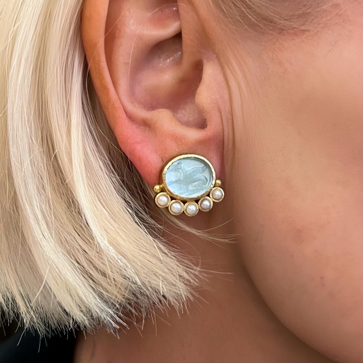 Elizabeth Locke Gold Venetian Glass Pearl Earrings