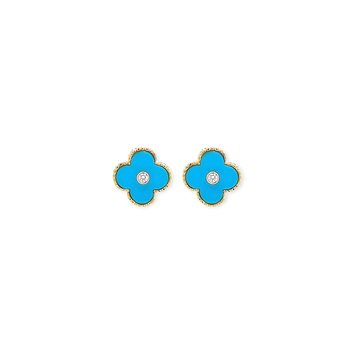 Van Cleef Vintage Alhambra Turquoise Diamond Earrings