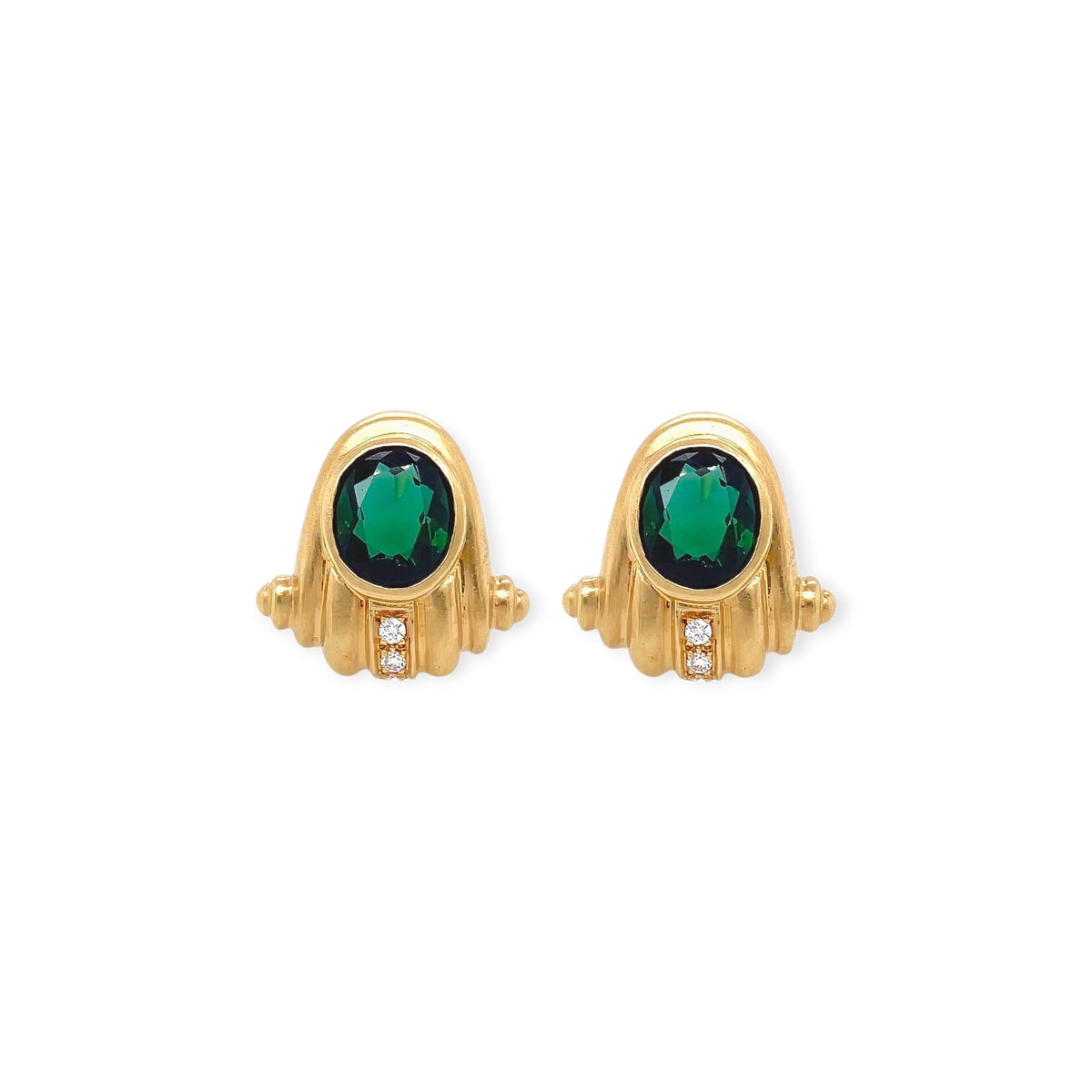 Cartier Gold Green Tourmaline Diamond Earrings