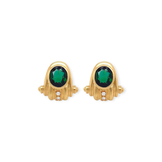 Cartier Gold Green Tourmaline Diamond Earrings