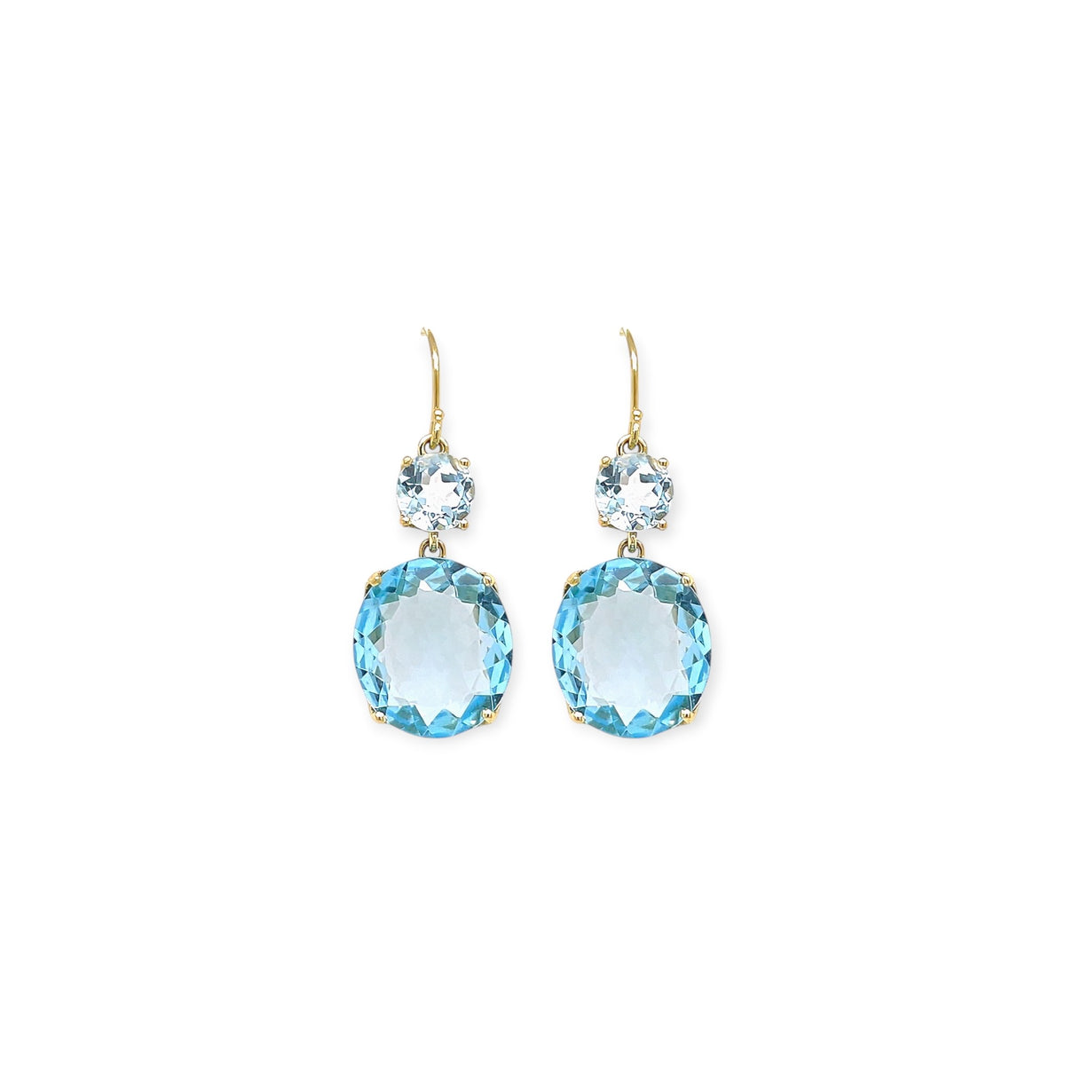 Gold Blue Topaz Pendant Earrings