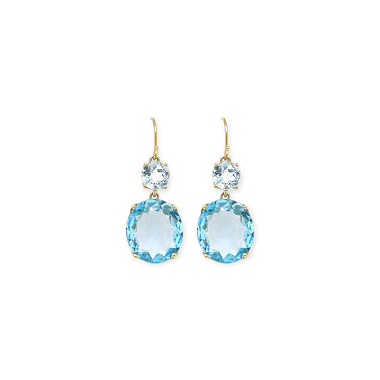 Gold Blue Topaz Pendant Earrings