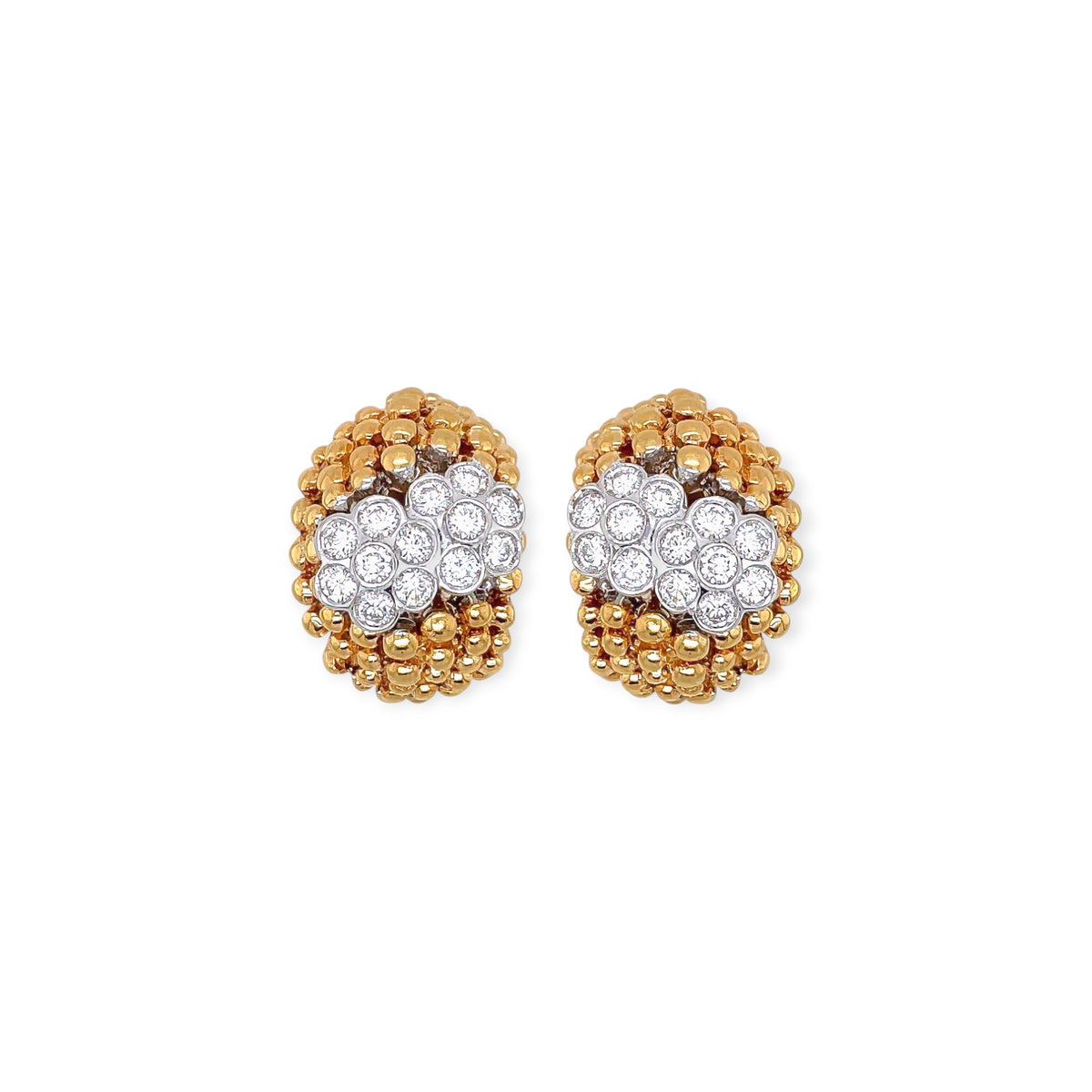 Gold Diamond Beadwork Bombe Earrings