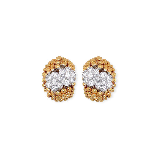 Gold Diamond Beadwork Bombe Earrings