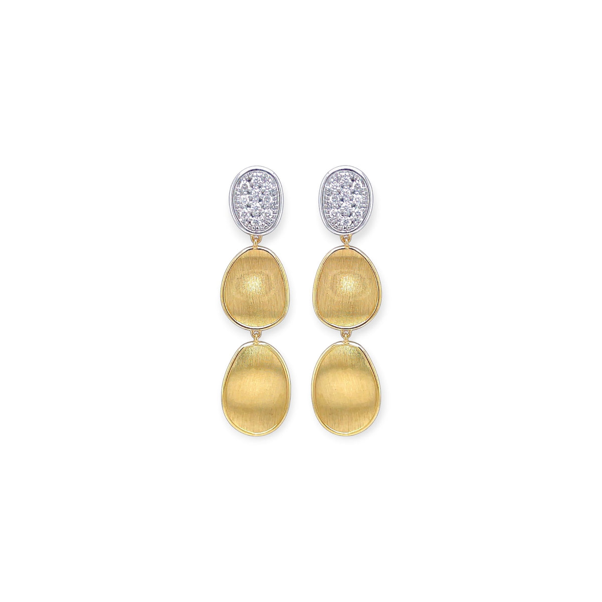 Marco Bicego Brushed Gold Diamond Petal Drop Earrings