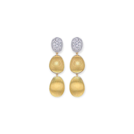Marco Bicego Brushed Gold Diamond Petal Drop Earrings