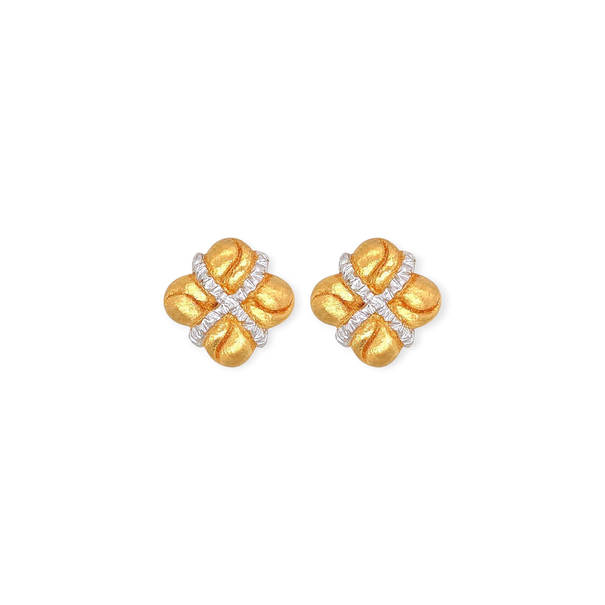 Buccellati Yellow and White Gold Quatrefoil Earrings