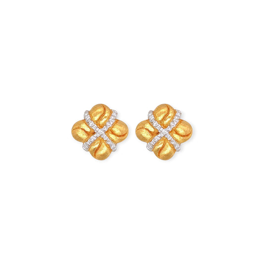 Buccellati Yellow and White Gold Quatrefoil Earrings