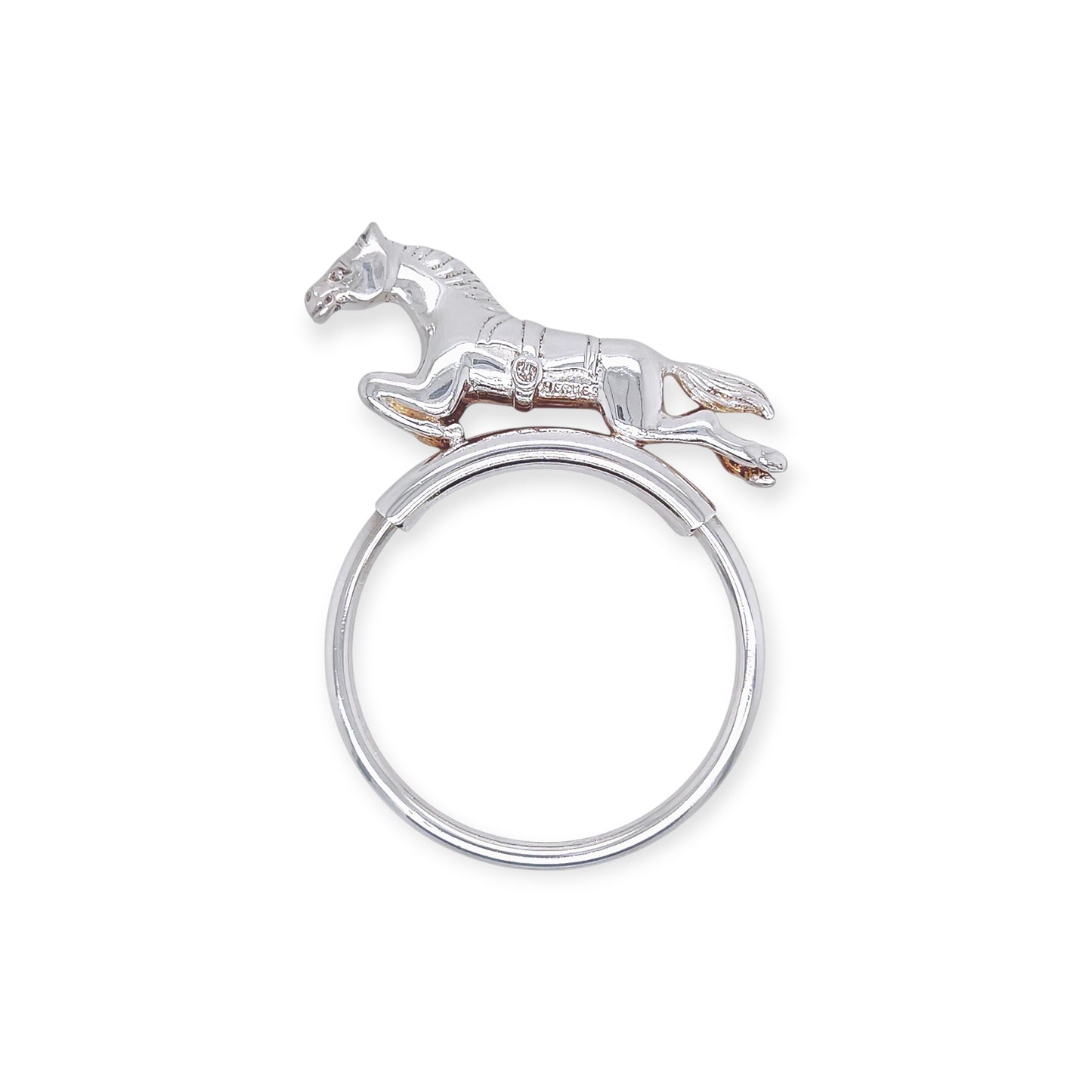 Hermes Silver Saddled Horse Key Ring