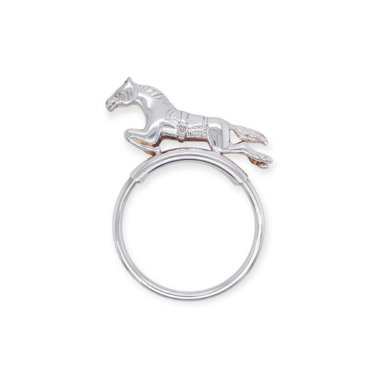 Hermes Silver Saddled Horse Key Ring