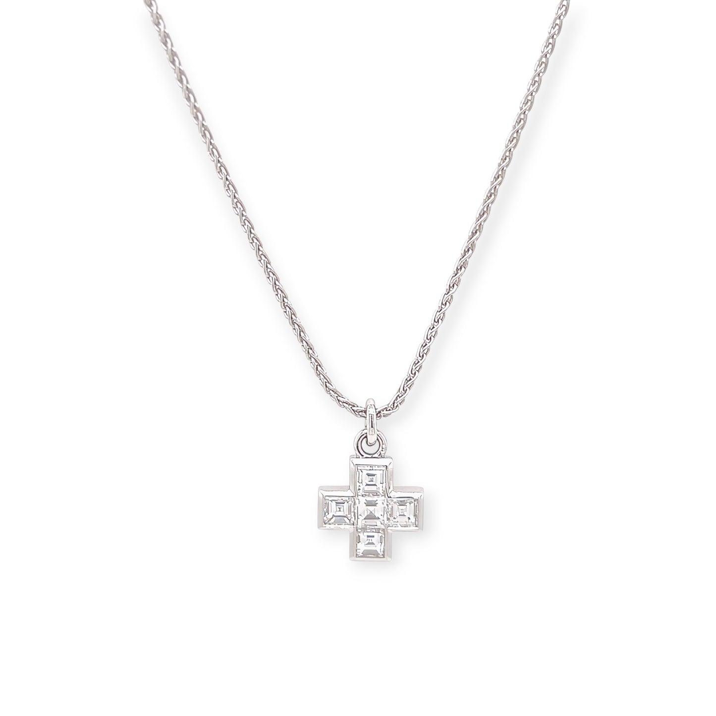 Bulgari White Gold Diamond Cross Pendant Necklace