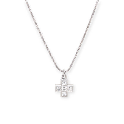 Bulgari White Gold Diamond Cross Pendant Necklace