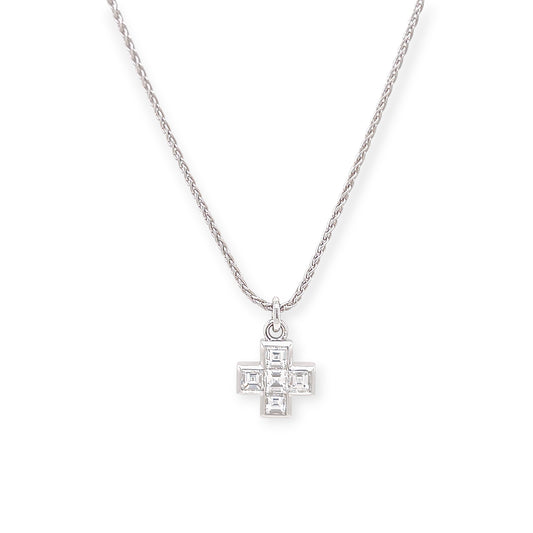 Bulgari White Gold Diamond Cross Pendant Necklace