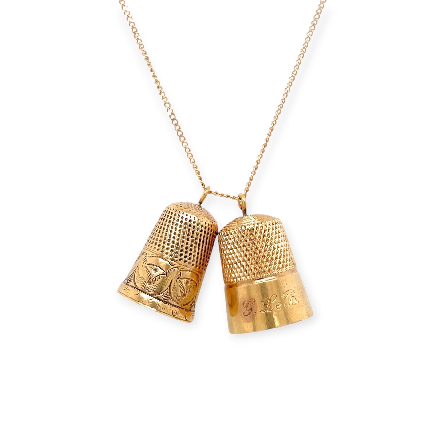 Two Thimbles Gold Chain Necklace