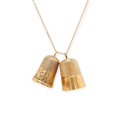 Two Thimbles Gold Chain Necklace